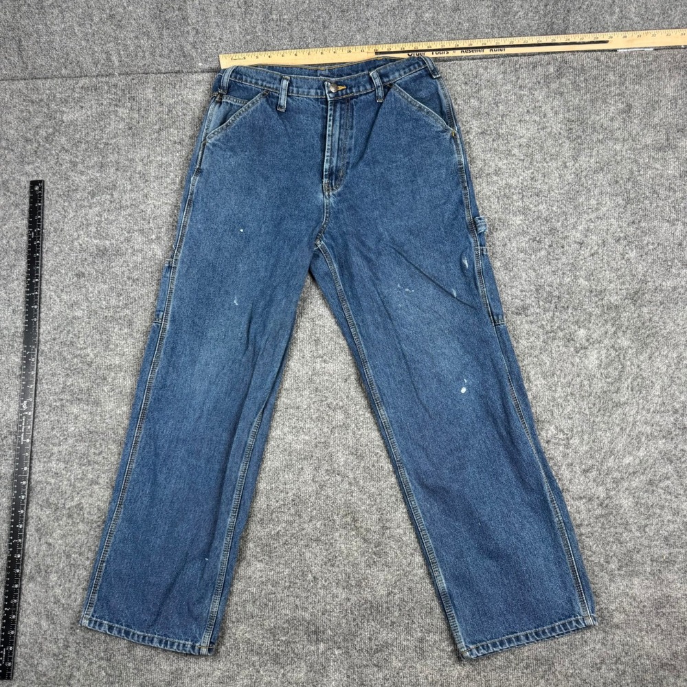 LL Bean Carpenter Jeans Mens Size 34x32‎ Blue Relaxed Fit Utility Workwear Denim